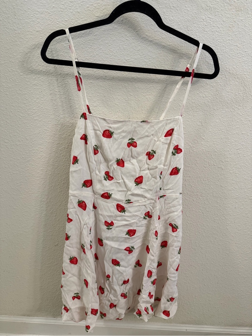 Forever 21 White Midi Dress with Red Strawberry Print